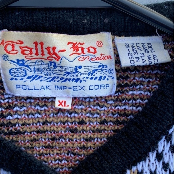 Vintage Plaid Cardigan Sweater Tally-Ho XL - Picture 6 of 6